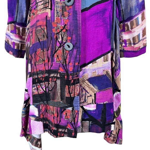 Aris A Multicolor Art to Wear Longline Lagenlook Jacket - Picture 3 of 11